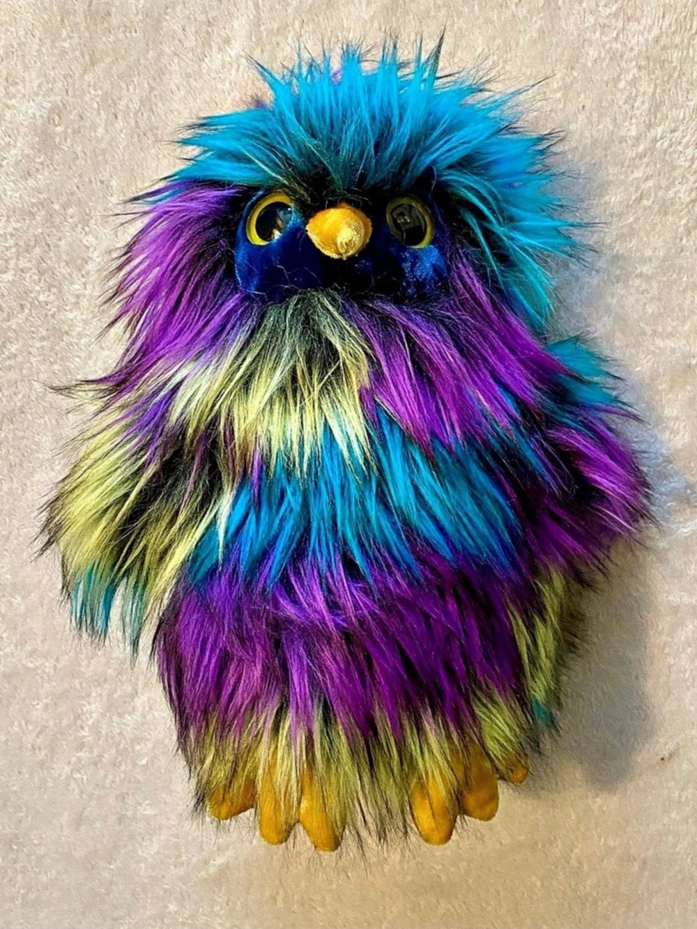 Aurora Multicolor Fur Owl Plush